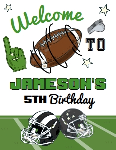 American Football Welcome Sign 8.5x11 (green) - www.printerfairy.com design preview
