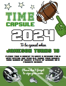 American Football Time Capsule Sign (green) - www.printerfairy.com: American Football Time Capsule Sign (green) - www.printerfairy.com