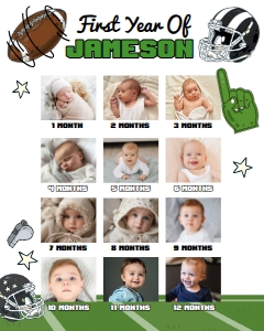 American Football Birthday Photo Board (green) - www.printerfairy.com design preview