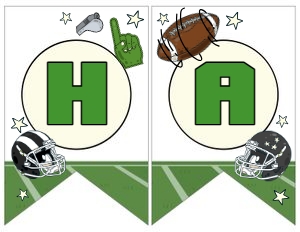 American Football Birthday Banner (green) - www.printerfairy.com: American Football Birthday Banner (green) - www.printerfairy.com