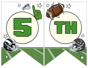 American Football Birthday Banner AGE  (green) - www.printerfairy.com: American Football Birthday Banner (green) - www.printerfairy.com