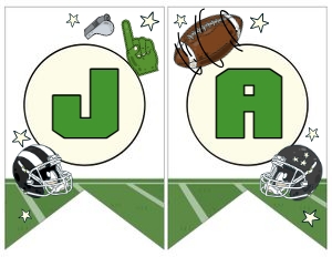 American Football Birthday Banner NAME (green) - www.printerfairy.com: American Football Birthday Banner (green) - www.printerfairy.com