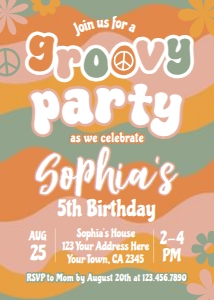 Groovy Birthday Invitation (PFGO2) - www.printerfairy.com design preview