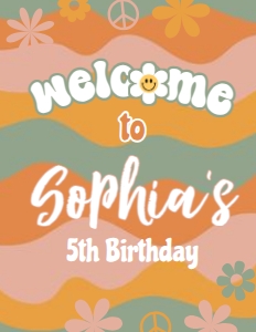 Groovy Birthday Welcome Sign 8.5x11 (PFGO2) - www.printerfairy.com design preview