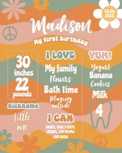 Groovy Birthday Board (PFGO2) - www.printerfairy.com design preview