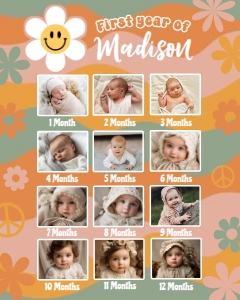 Groovy Birthday Photo Board (PFGO2) - www.printerfairy.com design preview