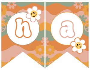 Groovy Birthday Banner (PFGO2) - www.printerfairy.com design preview