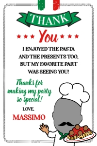 Trattoria Thank You Card (white) - www.printerfairy.com design preview