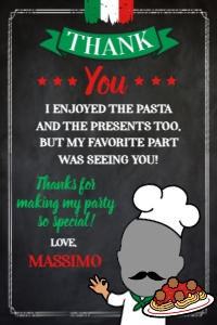 Trattoria Thank You Card (black) - www.printerfairy.com design preview