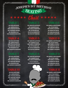 Trattoria Seating Chart - Black - www.printerfairy.com design preview