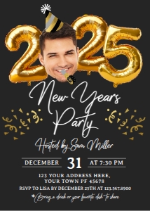New Year Invitation_4 (gold) - www.printerfairy.com design preview