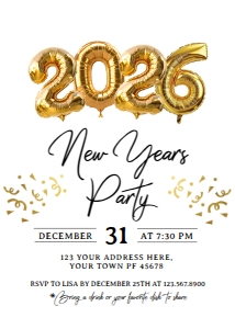 New Year Invitation_4 (white-gold) - www.printerfairy.com design preview