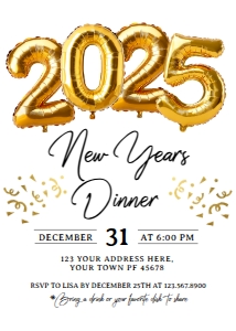 New Year Invitation Dinner_4 (white-gold) - www.printerfairy.com design preview