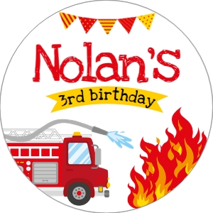 Firetruck Birthday Topper (white) - www.printerfairy.com design preview