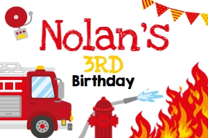 Firetruck Birthday Gable Box (white) - www.printerfairy.com design preview