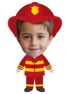 Firetruck Birthday Topper BODY AND FACE (white) - www.printerfairy.com design preview