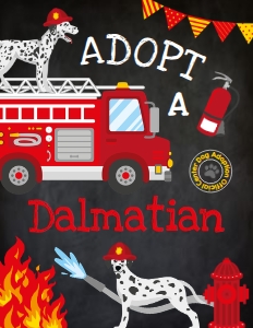 Firetruck Birthday Adoption Sign (black) - www.printerfairy.com design preview