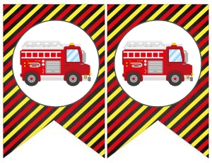 Firetruck Birthday Banner GRAPHICS (black) - www.printerfairy.com: Firetruck Birthday Banner (black) - www.printerfairy.com