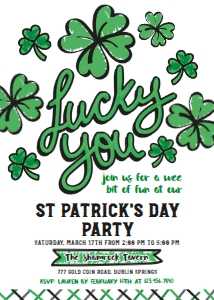 St Patricks Day Party Invitation (doodle) - www.printerfairy.com design preview