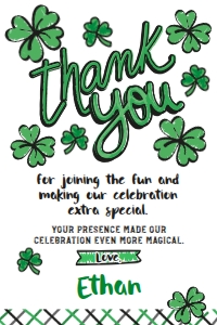 St Patricks Day Thank You Card (doodle) - www.printerfairy.com design preview
