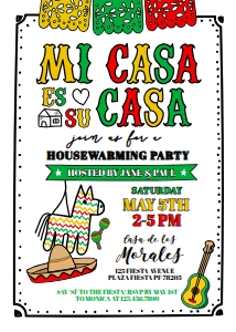 Housewarming Fiesta Invitation (doodle) - www.printerfairy.com design preview