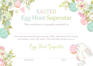 Easter Egg Hunt Certificate (White) - www.printerfairy.com design preview