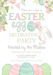 Bunnies Egg Decoration Invitation (White) - www.printerfairy.com design preview