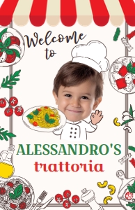 Trattoria Birthday Welcome Sign with FACE 11x17 (red, green) - www.printerfairy.com: Trattoria Birthday Welcome Sign with FACE (red, green) - www.printerfairy.com