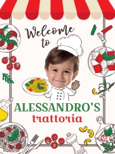 Trattoria Birthday Welcome Sign with FACE 18x24 (red, green) - www.printerfairy.com: Trattoria Birthday Welcome Sign with FACE (red, green) - www.printerfairy.com