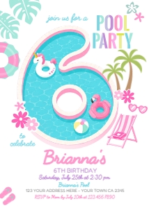 Pool Party Birthday Invitation_6 - www.printerfairy.com: Pool Party Birthday Invitation_6 - www.printerfairy.com