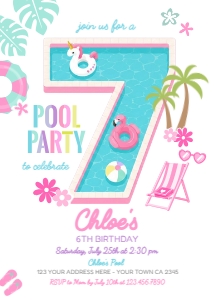 Pool Party Birthday Invitation_7 - www.printerfairy.com: Pool Party Birthday Invitation_7 - www.printerfairy.com
