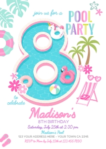 Pool Party Birthday Invitation_8 - www.printerfairy.com: Pool Party Birthday Invitation_8 - www.printerfairy.com