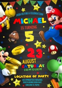 Mario Bros Invitation 2 design preview