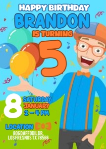 Blippi Invitation 1: Blippi Invitation 1