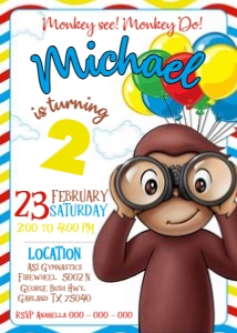 Curious George invitation 1: Curious George invitation 1