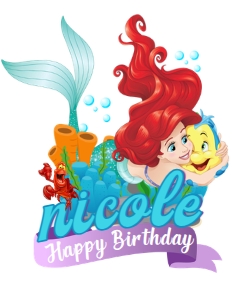 Ariel Little Mermaid Cake Topper design preview