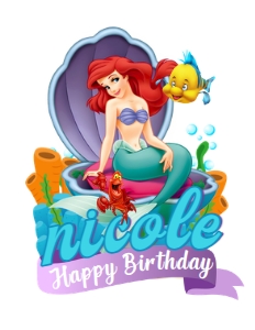 Ariel Little Mermaid Cake Topper 1 design preview