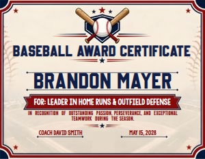Baseball Certificate m1: Baseball Certificate m1