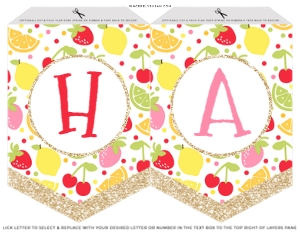 076 - Tutti Frutti Birthday Banner design preview