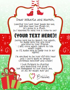 Letter - Elf Arrival Letter Christmas Green Glitter 8.5x11: Elf Kit - Christmas Glitter Green