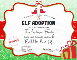 Elf - Adoption Letter Christmas Green Glitter 8.5x11: Elf Kit - Christmas Glitter Green