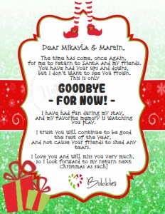Letter - Elf Goodbye Letter Christmas Green Glitter 8.5x11: Elf Kit - Christmas Glitter Green