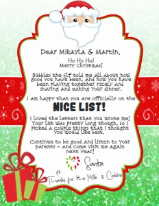 Letter - Santa Christmas Day Green Glitter 8.5x11: Elf Kit - Christmas Glitter Green