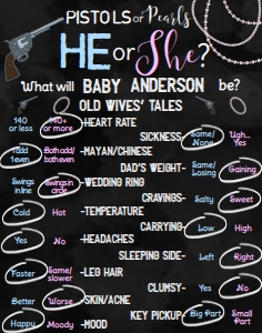 Gender Reveal Board - Old Wives Pistols or Pearls design preview