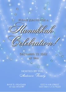 Invite - Hanukkah Sparkle 5x7: Hanukkah Celebration Lights - Blue