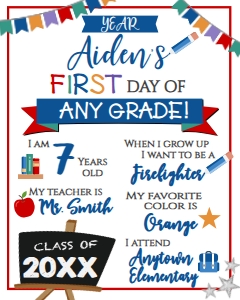 School Sign - Vertical Poster White About Me Back to School 16x20 design preview