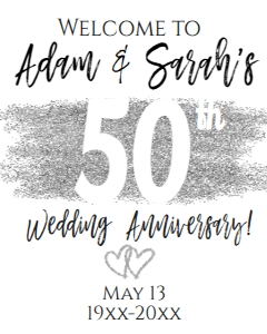 Sign - Anniversary White Silver Glitter 50th design preview