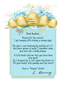 Letter - Easter Bunny Letter Eggs White Blue 8.5x11: Letter - Easter Bunny White Blue