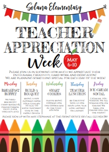 Teacher Appreciation - Crayons Week Schedule design preview
