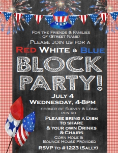 Flyer - Block Party 4th of July RWB 8.5x11: Invite - Block Party 4th of July